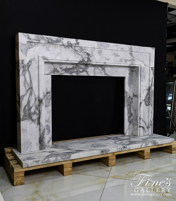 Marble Fireplaces  - Classic Contemporary Style Mantel In Exotic Arabascato Marble - MFP-2621